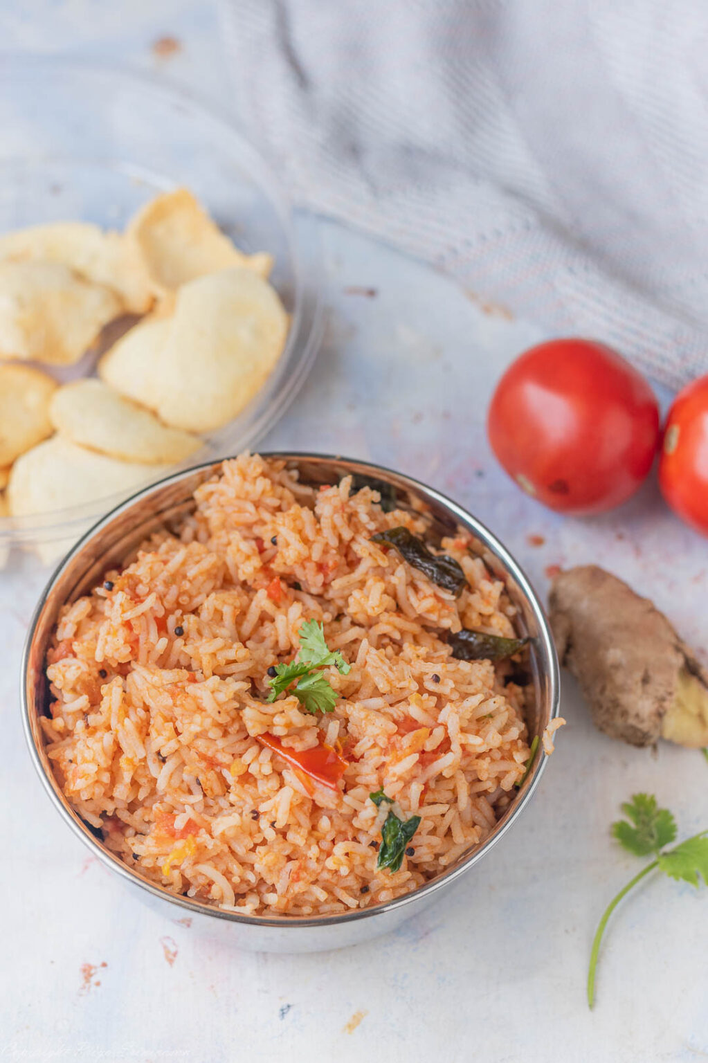 South-Indian Tomato Rice |Thakkali Sadam - I camp in my kitchen