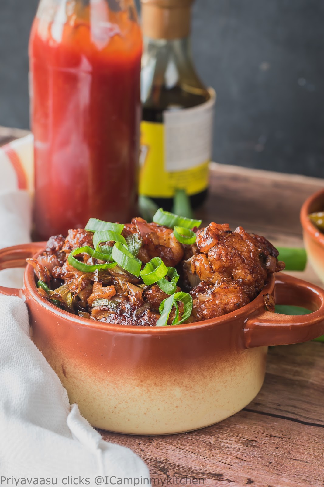 Gobi Manchurian with garnishes