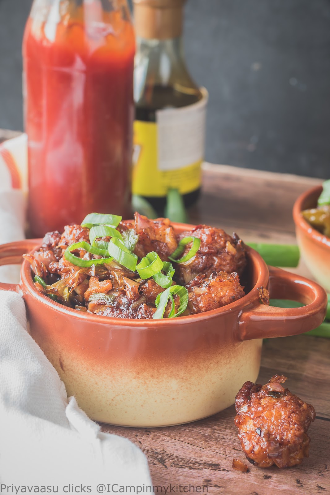 Perfectly made Cauliflower Manchurian dry subzi