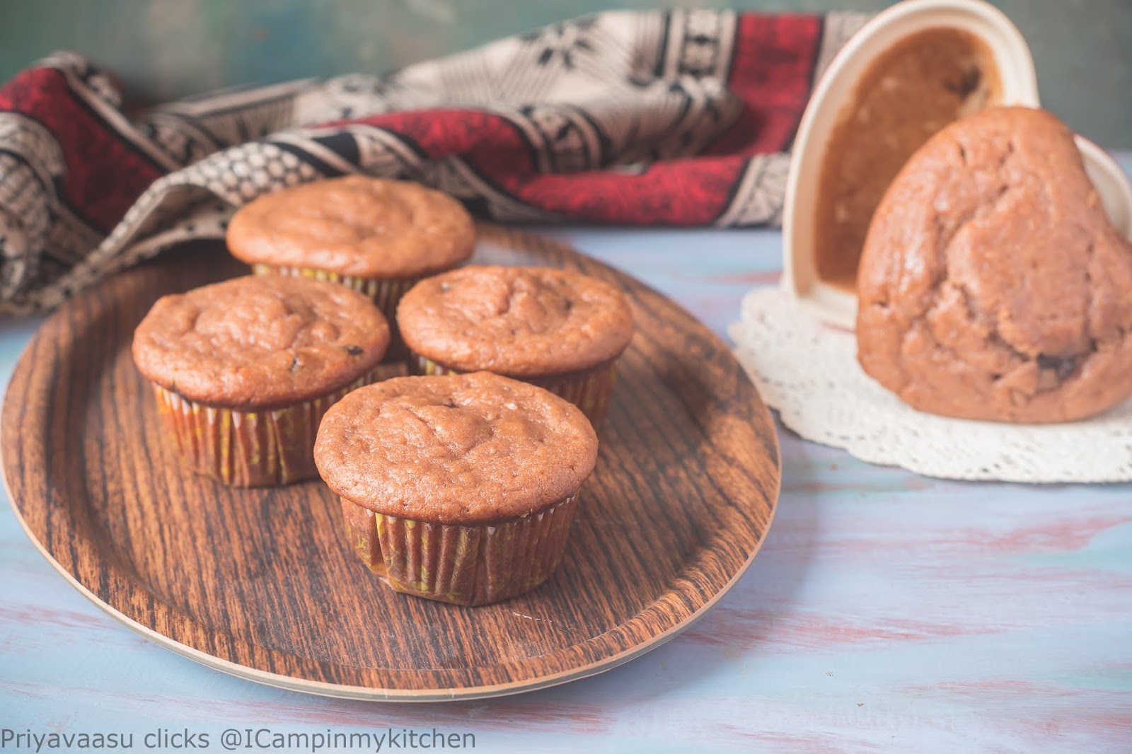 Eggless strawberry chocolate chip muffins