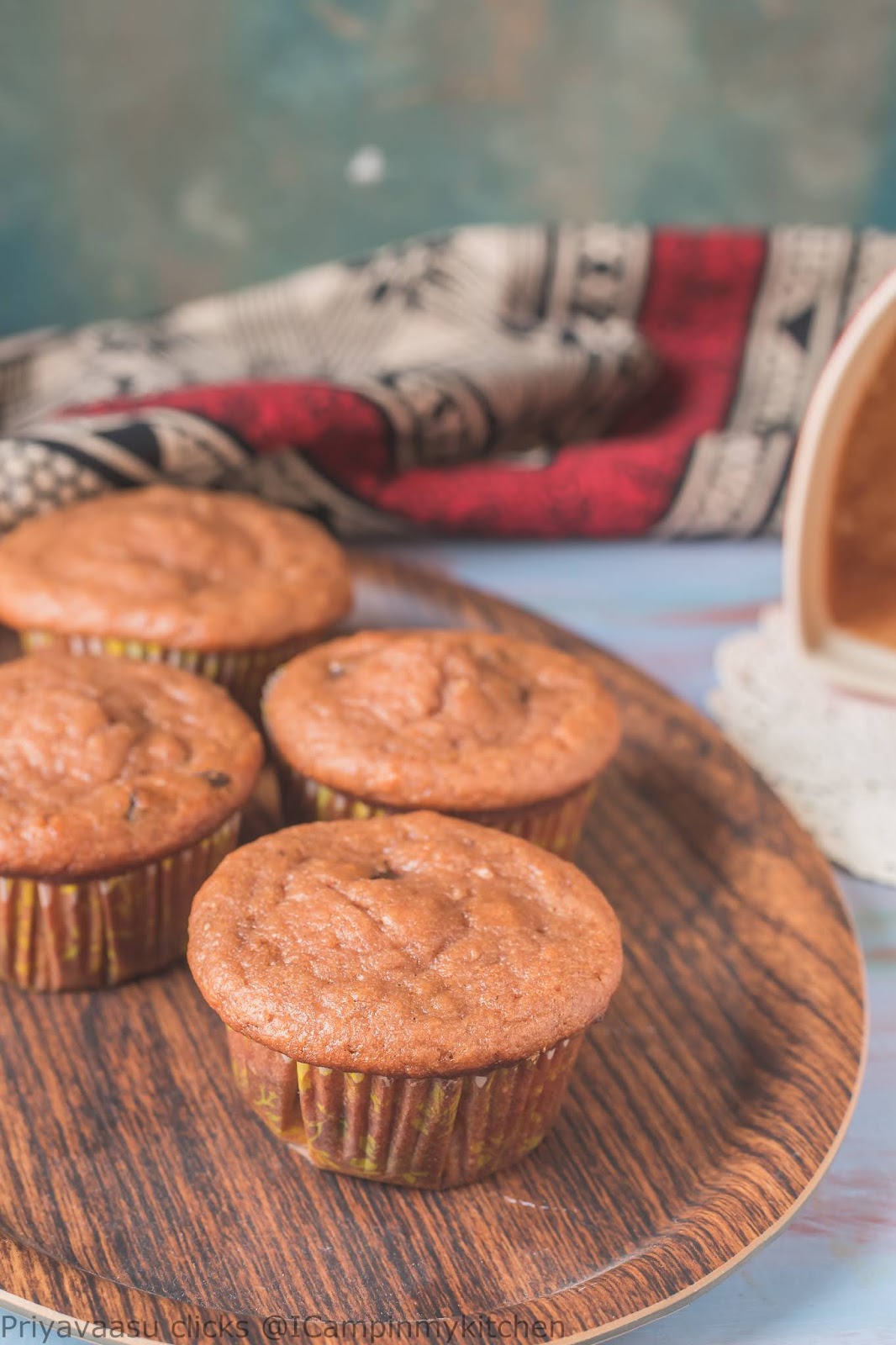 Eggless Strawberry Chocolate chip muffins with whole wheat flour