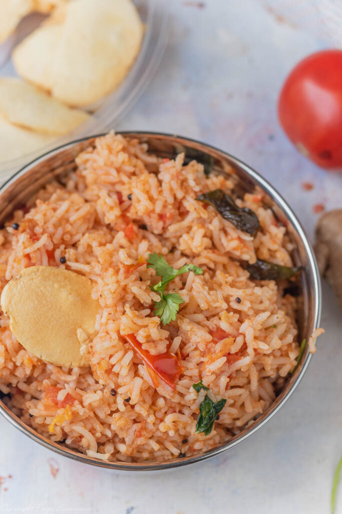 South-Indian Tomato Rice |Thakkali Sadam - I camp in my kitchen