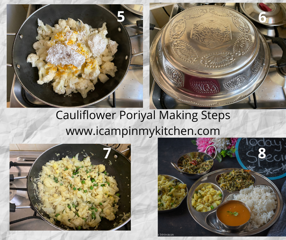 Cauliflower poriyal making 