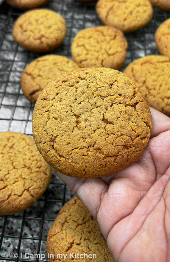 Cardamom cookie held in the hand