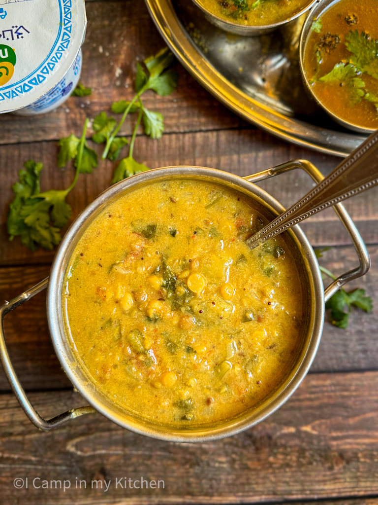 Rich and creamy dal with vegetables and spinach