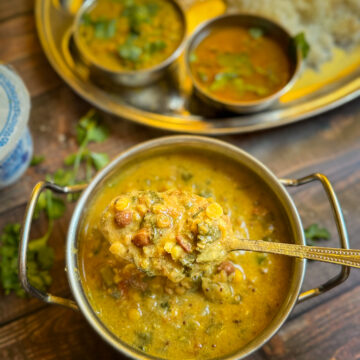 Ek Thali dal in a serve ware on the dining tabe